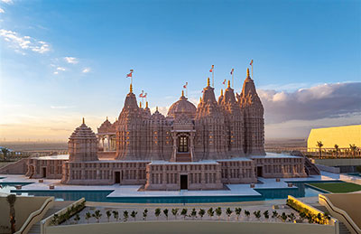 An impressive temple characterized by its many domes and towers, symbolizing architectural beauty and cultural heritage.